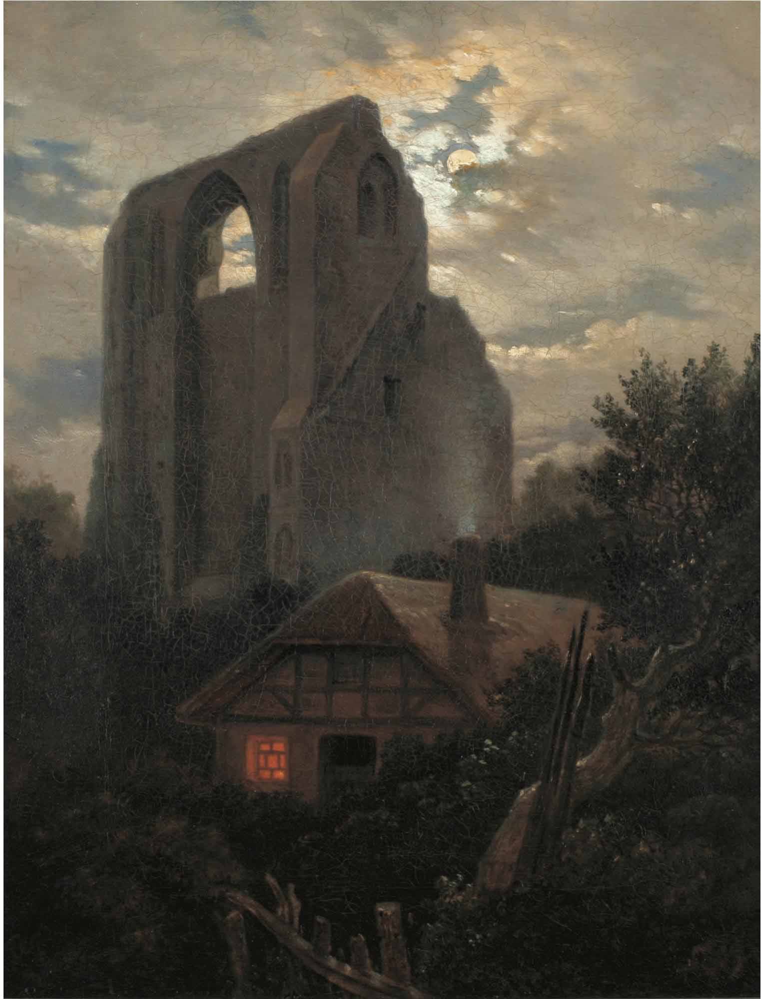 Carl Gustav Carus Ruine Eldena mit Hutte bei Greifswald im Mondschein